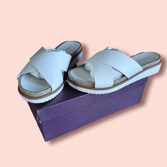 Kurt geiger carvella white leather sliders uk 5 new in box - Picture 2 of 5